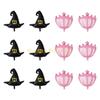 KX4B 12Pcs Delicate Wicked Party Balloons Set Black Witch and Pink Crown Decorations