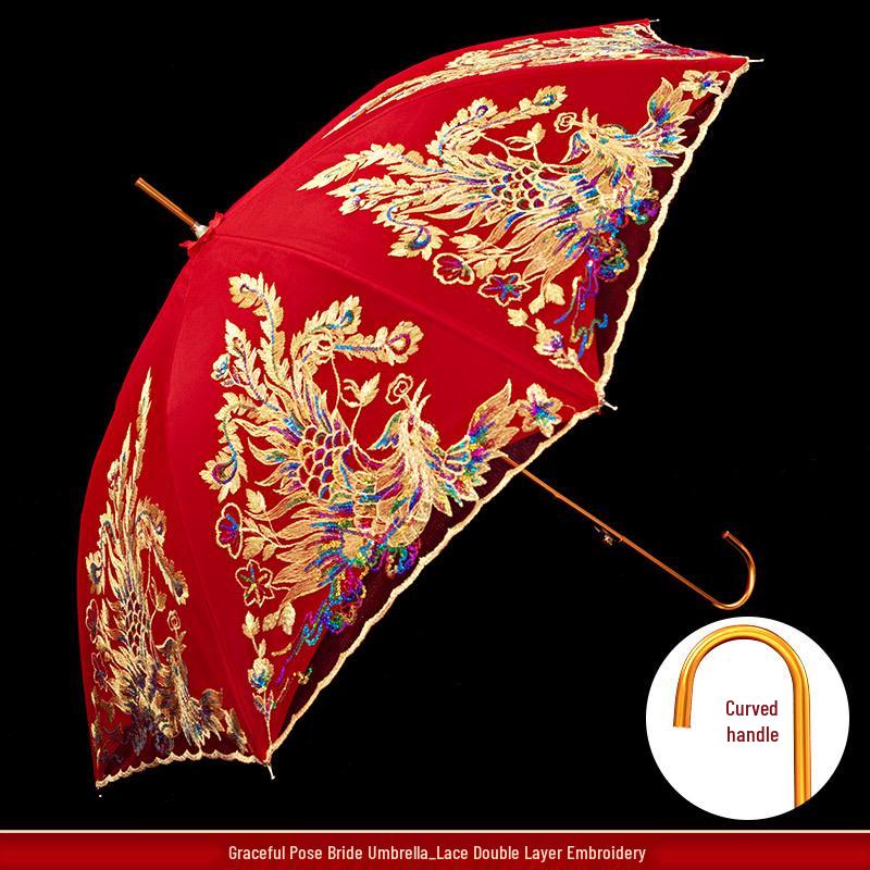 Red Bridal Umbrella Set for Chinese Wedding Ceremony and Dowry