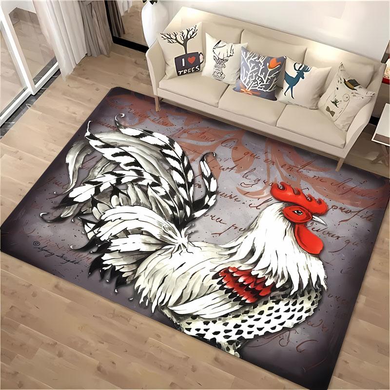 Funny Gallic Rooster 3D HD Printing Carpet for Living Room Cartoon Kid Bedroom Sofa Doormat Mat Floor Tapete Anti-slip Decor Rug
