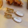 SENIKO Natural Freshwater Big Baroque Pearl Earrings Fashion Cubic Zirconia Pearl Drop Earrings For Women Party Jewelry