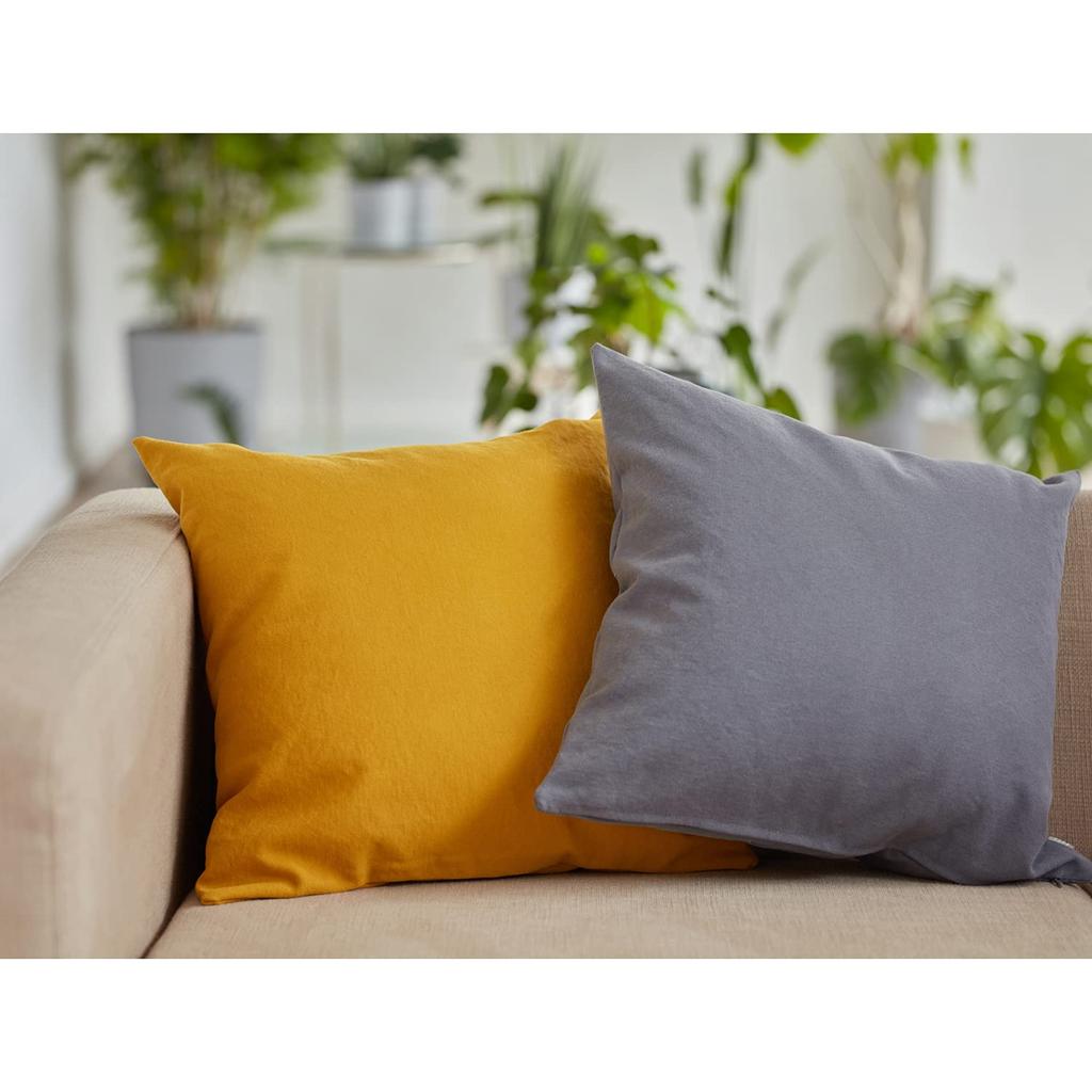 Quarter Report Cotton Japanese 8 Canvas Cushion Age 45 x Vintage Zipper Closure in 100% No. Cover, Mustard, Approx. 45cm, Finish, [Made Japan]