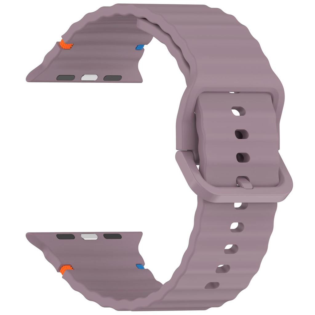 Wave Pattern Silicone Strap: Compatible with Apple Watch Series 7/8/9/10, Colorful Buckle, Ultra Replacement Wristband