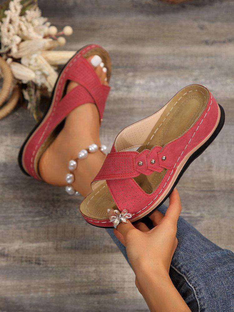 2024 Summer Versatile Non-slip Lightweight Flat Wedge Sandals - Super Comfortable & Large Size Option