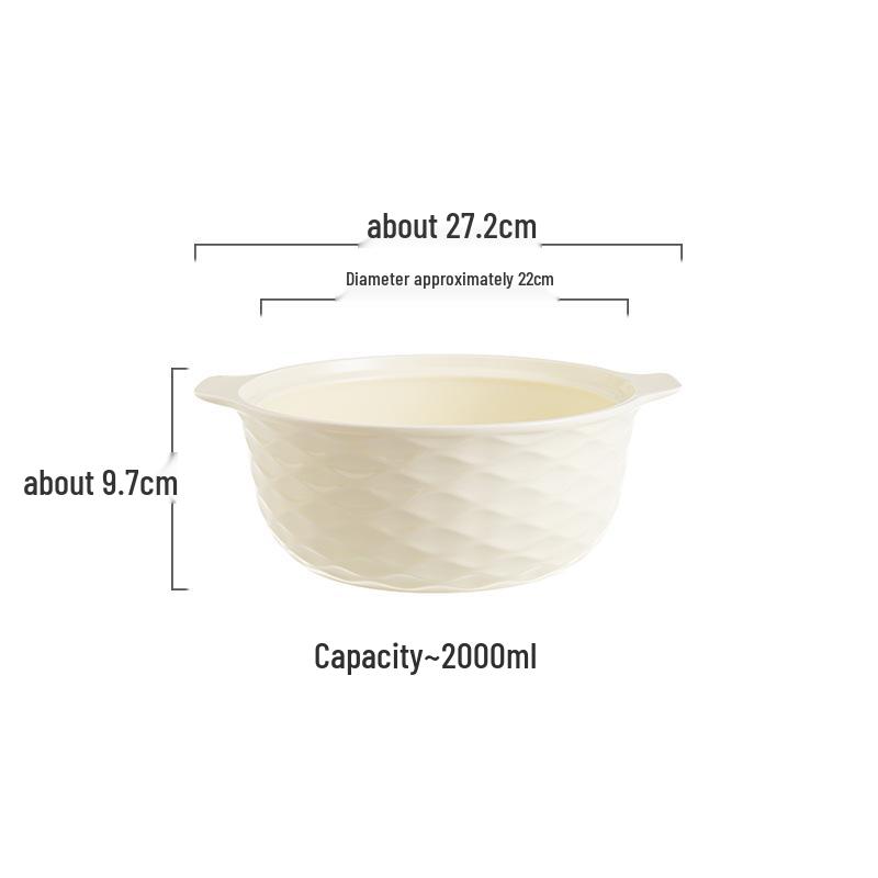 Ceramic Double-Handled Large Soup Bowl with Lid - High-End Design, Ideal for Home Use, Sauerkraut Fish, and Commercial Soups.