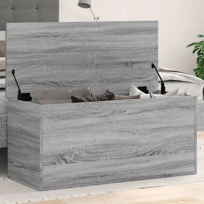 VidaXL Boîte de rangement sonoma gris 100x42x46 cm bois d'ingénierie, boîte à couvertures, coffre de rangement, boîte de 840665