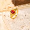 Classic Black Agate Oval Ring for Women,Natural Stone Stainless Steel Rings,Trendy Waterproof Jewelry Gift