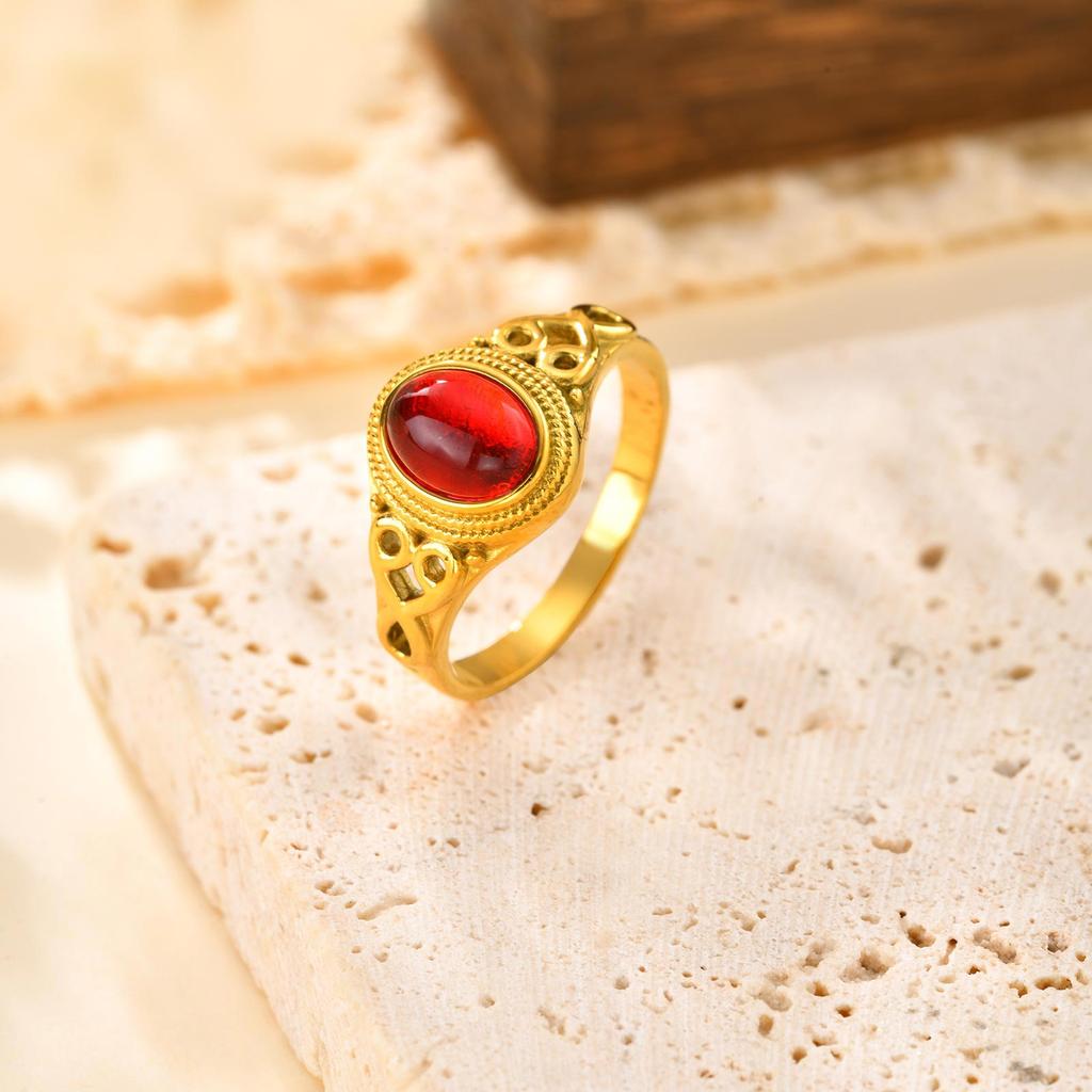 Classic Black Agate Oval Ring for Women,Natural Stone Stainless Steel Rings,Trendy Waterproof Jewelry Gift