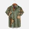 Breathable Quick Dry Short Sleeve Button Tops For Men, All Over Global Geographic Texture Relax Fit Vacation Travel Blouse