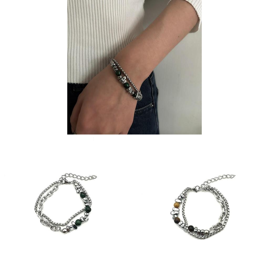 Handcrafted Stainless Steel Men Women Geometric Tiger Eye Beaded Bracelet For Fashion Accessory