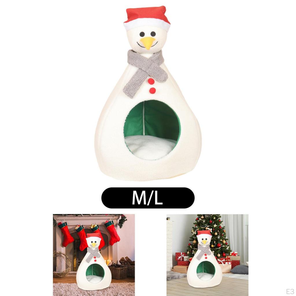 Weihnachts-Katzenhaus-Bett für Wohnungskatzen Gemütliche Schneemannform Kreative Weihnachts-Höhle