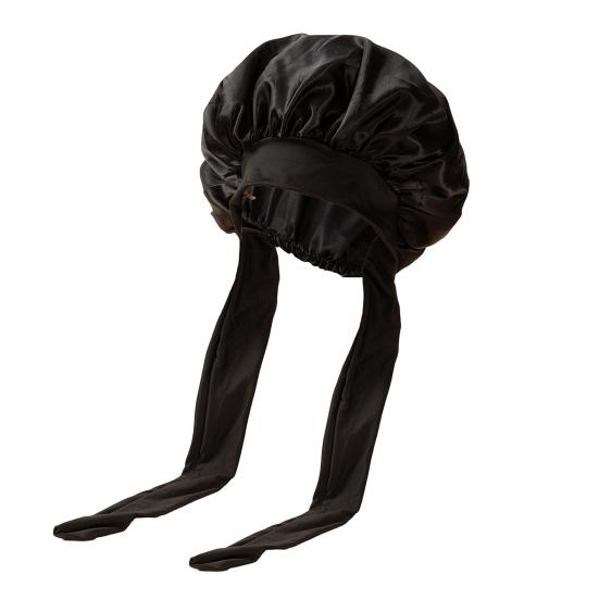 Sleeping Satin Bonnet with Elastic Tie Band Adjustable Large Silk Hair Bonnet Wrap Solid Color Women Braids Long Curly Hair Night Sleep Cap