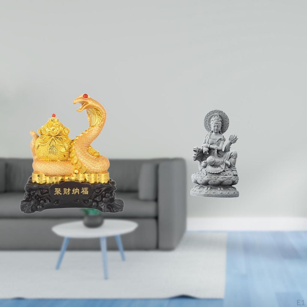 Cornucopia Art Crafts Chinese Year Decor Guan Shui Gifts Female Buddha Sculpture for Bookshelf