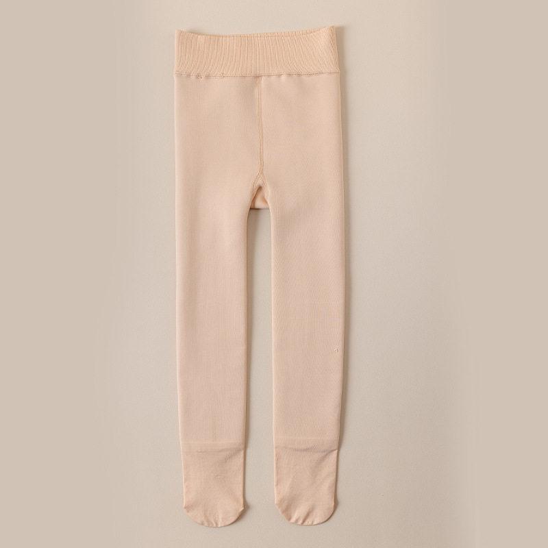 Girls  White Fleece-Lined Thermal Dance Tights, Medium-Thickness Footed Stockings for Fall/Winter S 95-110cm