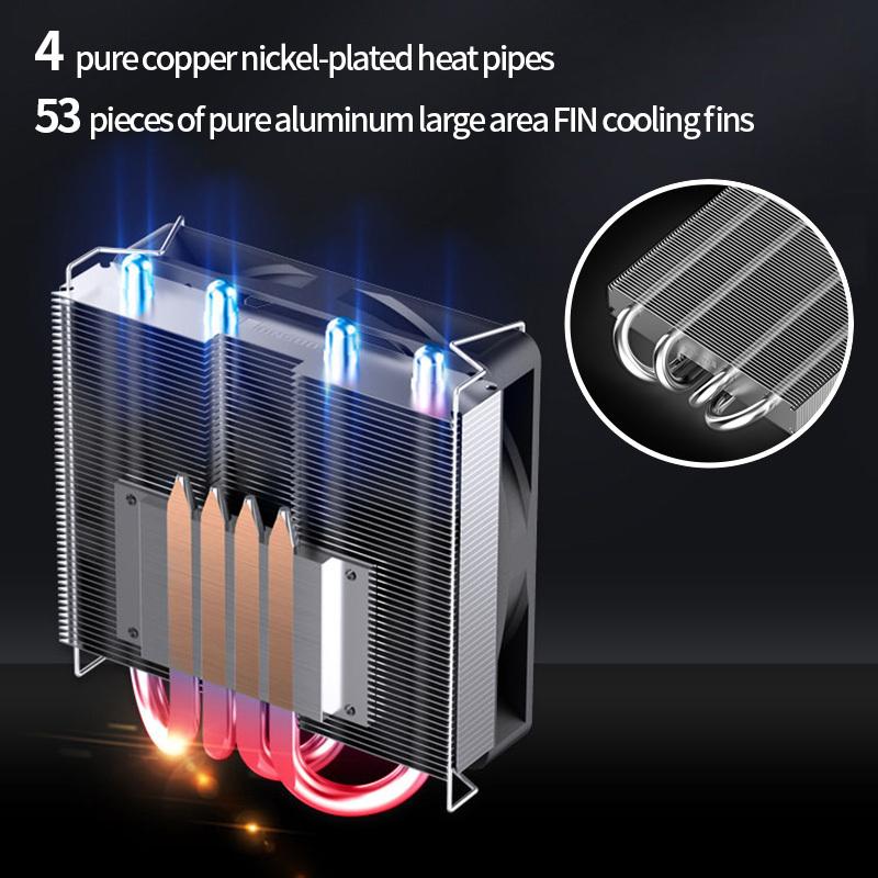 

Jonsbo HP400S CPU Cooler 4Heatpips Down Pressure Air Cooling Radiator 90mm 4Pin PWM Fan LGA115x/1200/1700 AM4 AM5 ITX Small Case WHITE