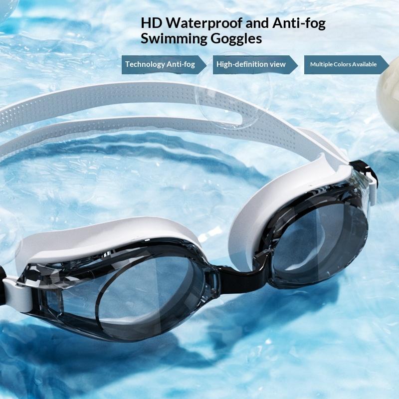 Beschlagfreie UV-Schutz-Schwimmbrille mit Silikon-Badekappe Set für Erwachsene Wassersport