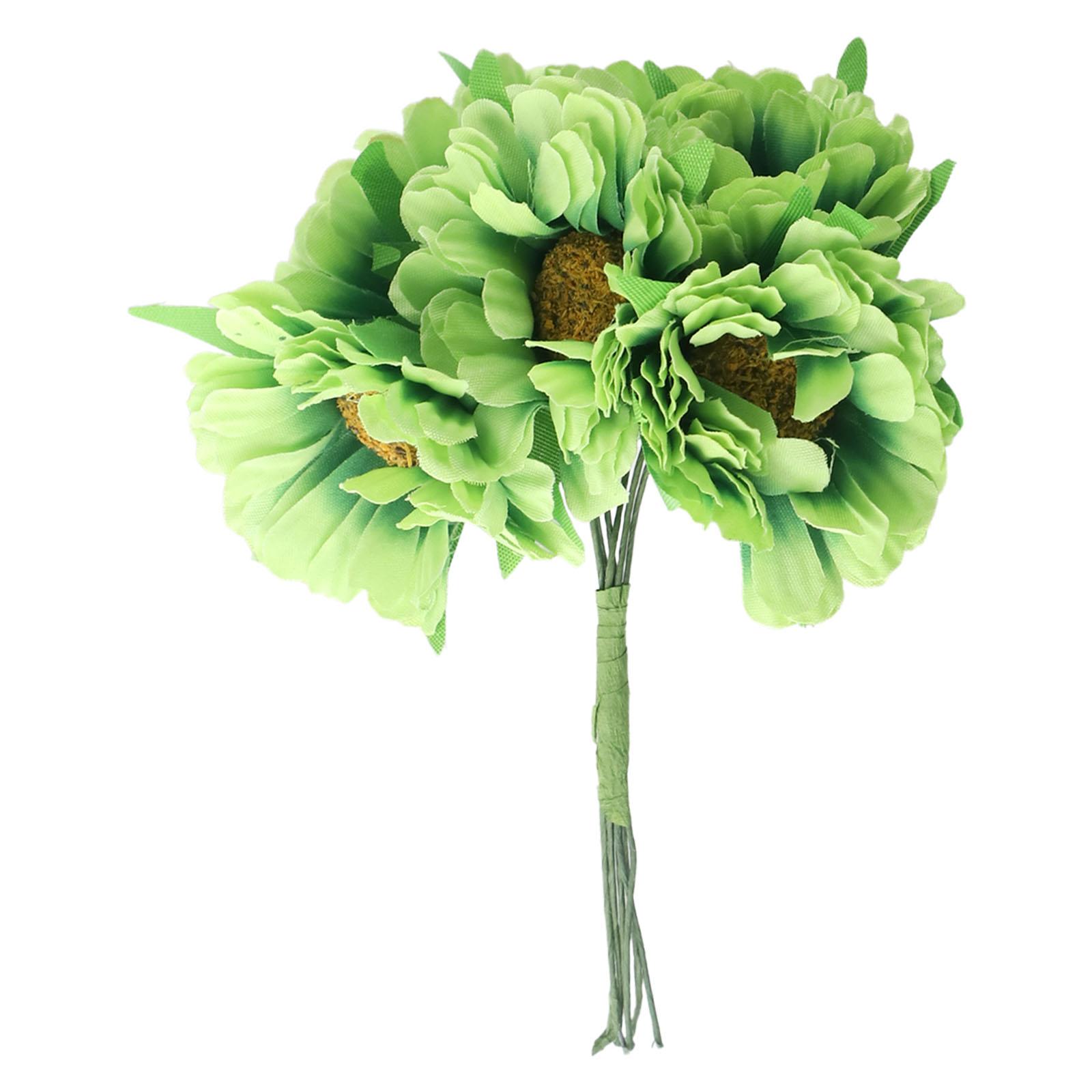 

Реалистичные цветы герберы из искусственного шелка, набор из 6 штук для декора дома и книжного магазина зелёный