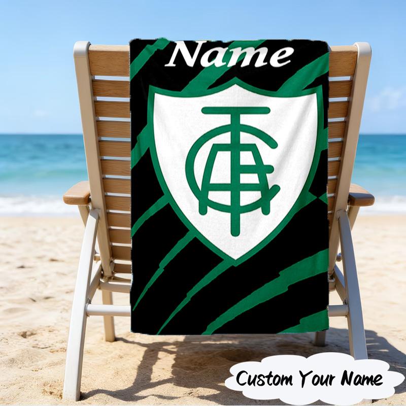1PC Custom Name Beach Towel Green Shield America Design Beach Towel, Suitable for Camping, Travel, Beach Accessories, Super Absorbent, Family Gift