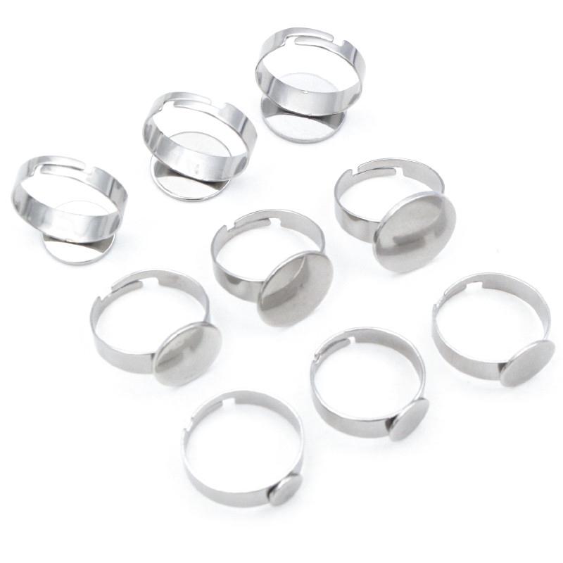 10pcs 6/8/10/12/14/15mm 304 Stainless Steel Gold Plated Adjustable Ring Settings Blank Base,Fit 8-15mm Glass Cabochons DIY