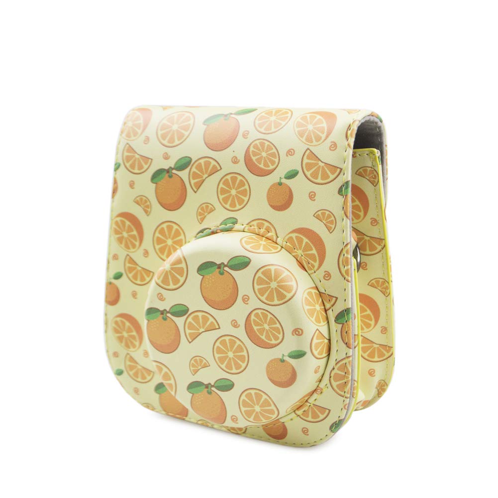 kinokoo Cheki Fujifilm Cheki instax mini11 Case instax mini11 Camera Case Cheki Protective Case with Shoulder Strap Case, (Orange Pattern)