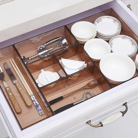 Grids Bowl Spoon Knife Holder Storage Box Drawer Organizer Kitchen Accessories
