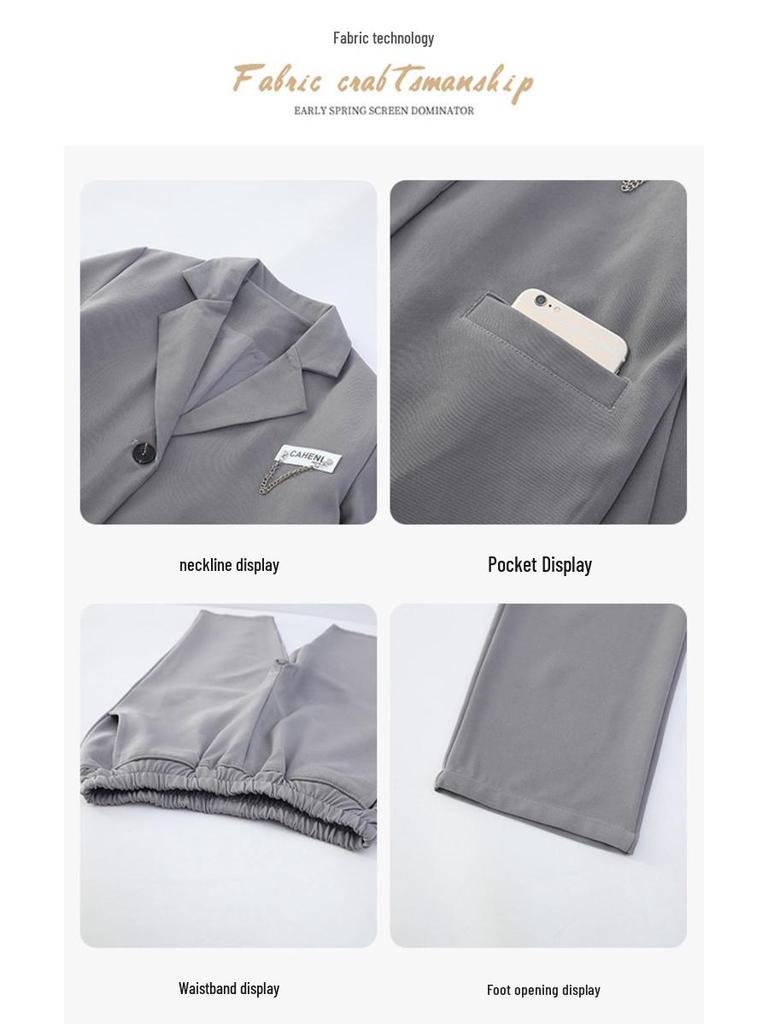 Girls' 2025 Spring Suit Set: Loose Fit Jacket & Long Pants