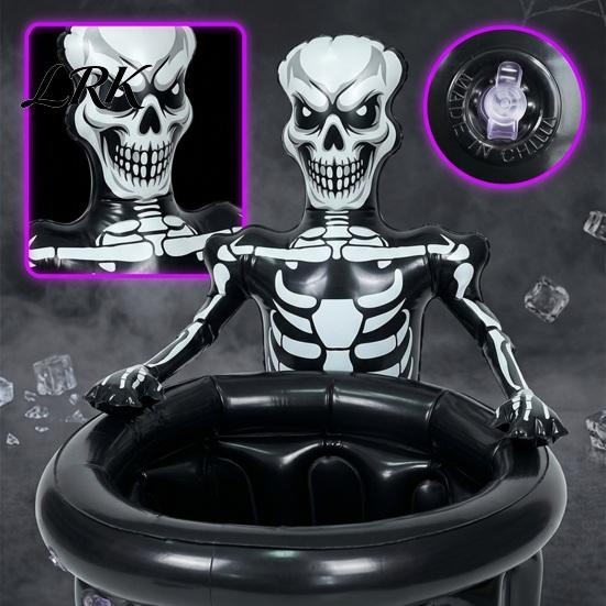 Snack And Candy Storage Bucket Inflatable Skull Ice Bucket, Halloween Party Drink Tub, Skeleton Waterproof Beer Cooler for Decor, Beverage Outdoor