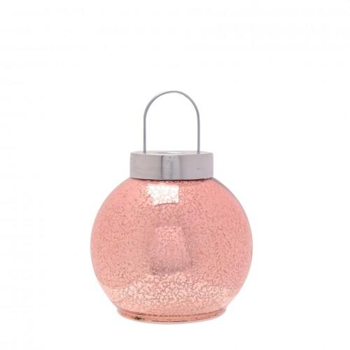 Blush Pink Mercury Glass LED Fairy Light Bauble Ornament - 16cm