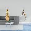 Golden Graceful Cheetah Lady Sculpture Elegant Animal Woman Tabletop Centerpiece Decorative Ornament
