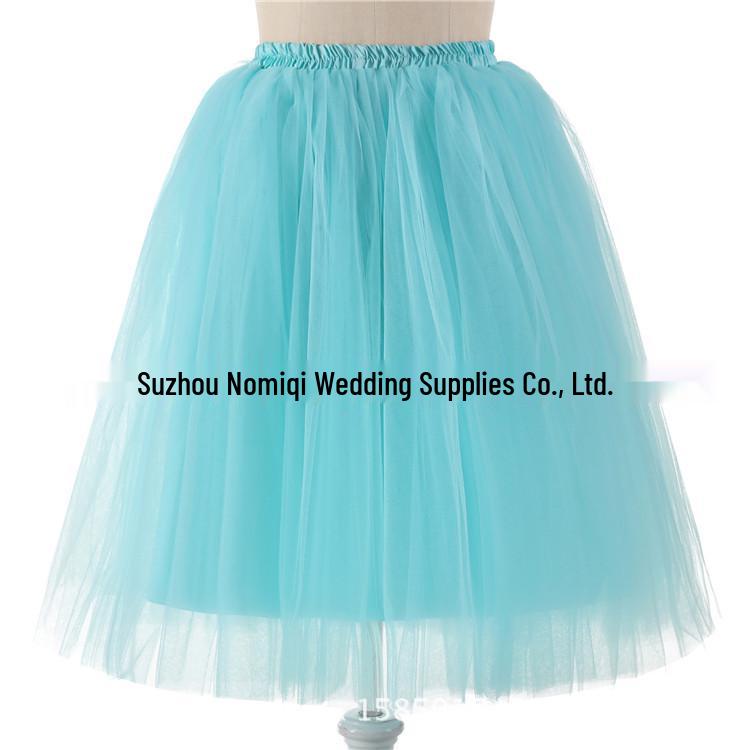Elegant Five-Layer Tulle Half-Length Puffy Skirt - 65cm Long