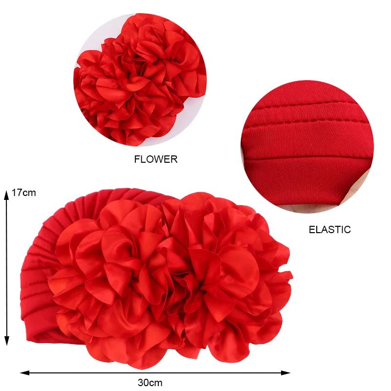 New Woman Muslim Hijab Caps with Big Flower Turban Bonnet Islamic Wrap Head Inner Cap for Hijabs Trendy Headdress 2025 New
