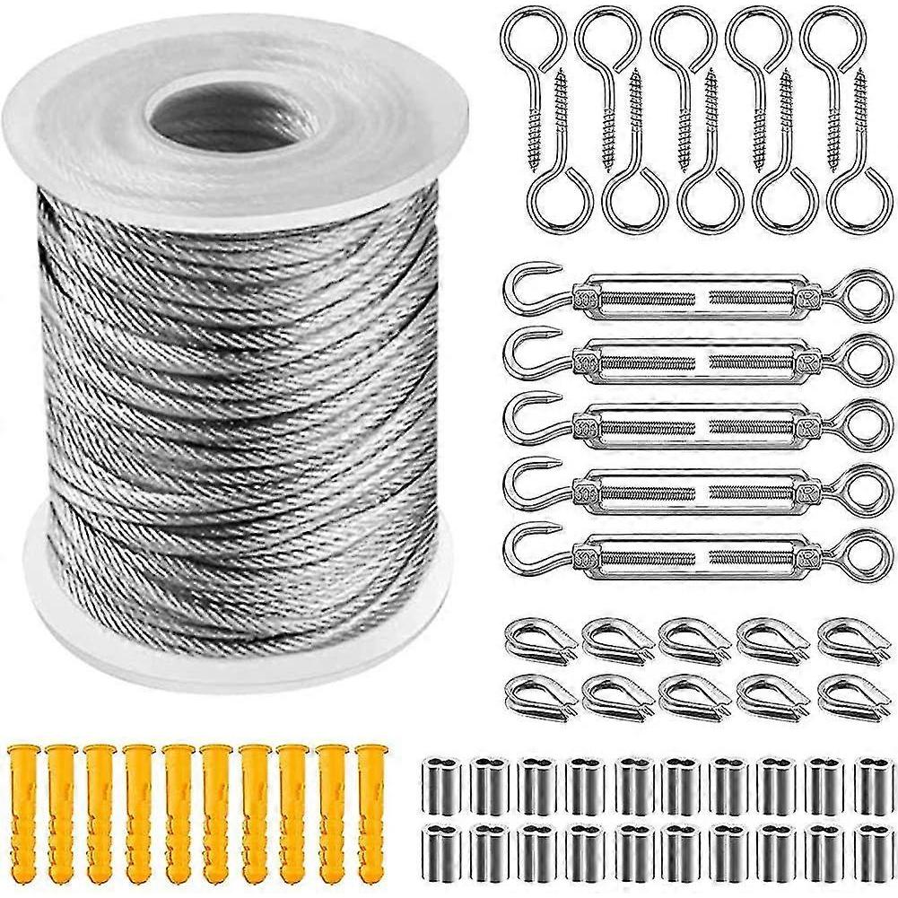 304 Stainless Steel Wire Rope Set, Rope Suspension Wire Rope, Tensioner With Wire Rope Pvc