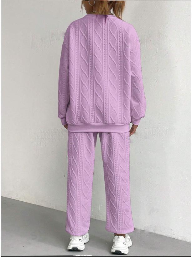 2024 Autumn/Winter Women's Jacquard Long-Sleeve Sweatshirt and Pants Set