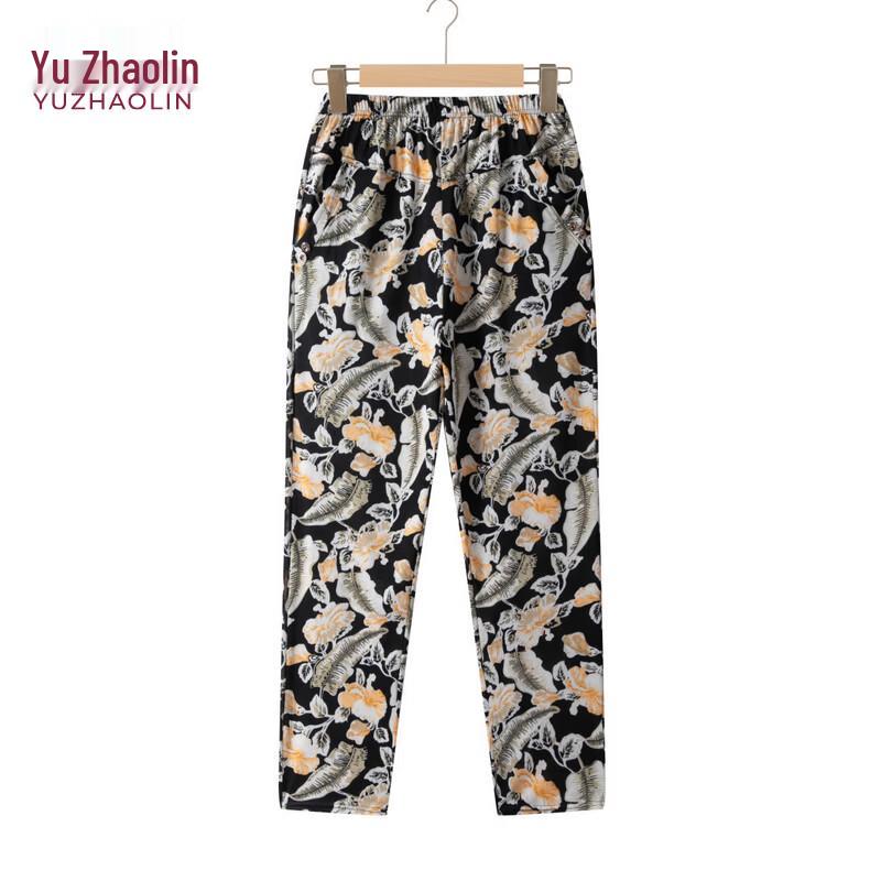 

YUZHAOLIN Women s High-Waist Floral Cropped Pants One Size