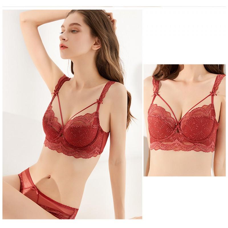 Sexy Lace Bralette Set Plus Size Women Minimizer Support Non-Sagging French Style