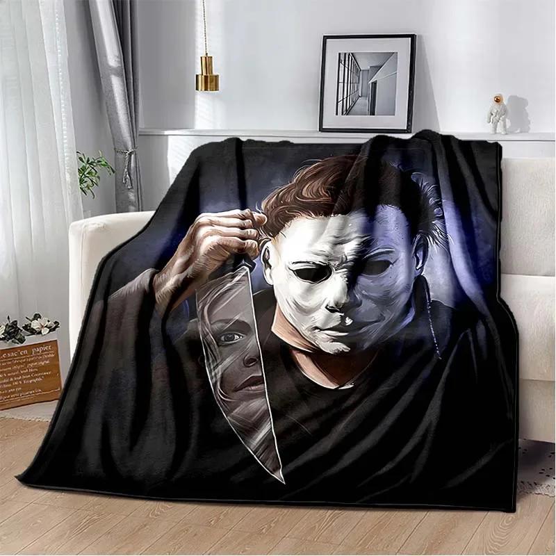 Horror movie character M-Michael Myers Halloween Home Bed Blanket Comfortable Portable Bedroom Sofa Picnic Blanket Gift
