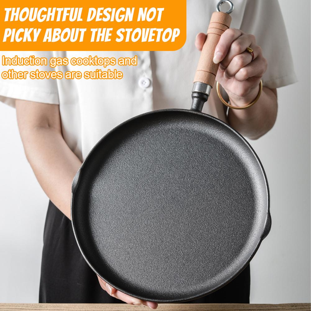 Sartén de Hierro Fundido de 9/10 Pulgadas Antiadherente Sartén de Chef con Mango Sartén para Omelette Utensilios de Cocina/Camping