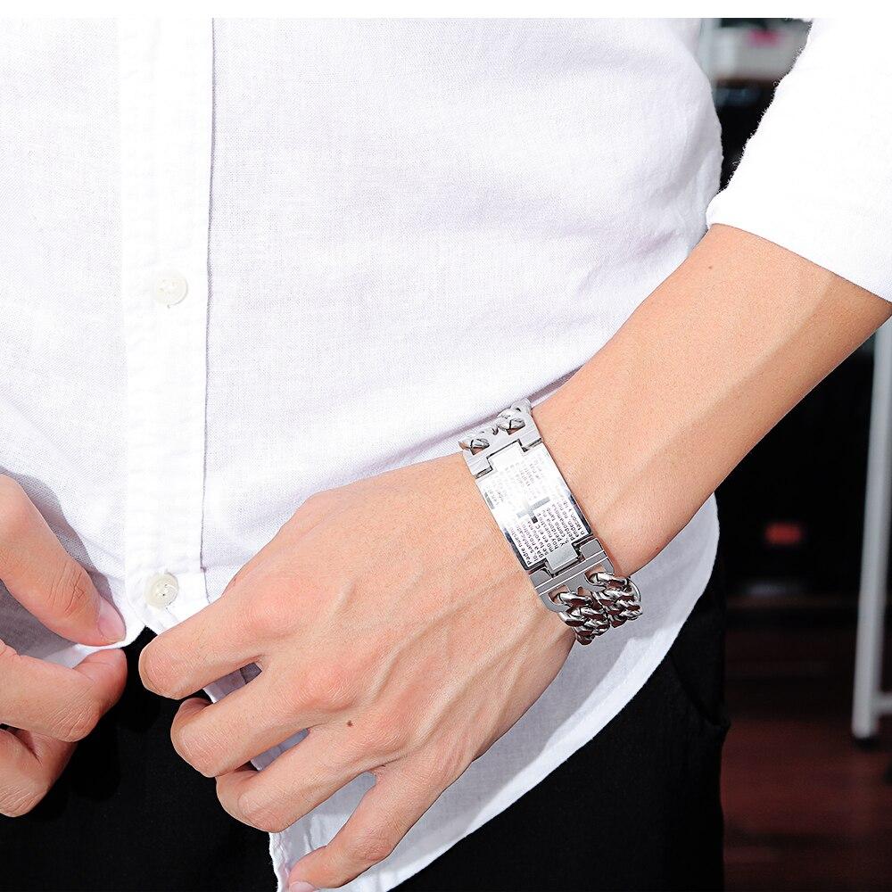 Vintage Bible Cross Titanium Steel Bracelet Glossy Bracelet Trend Personality Males Bracelet
