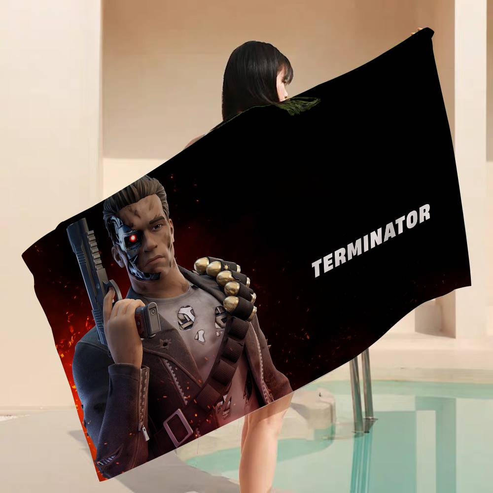 Classic Movie T-Terminator Microfiber Beach Towel Absorbent Quick Dry Soft Yoga Swimming Resort Mountain Climbing Towel