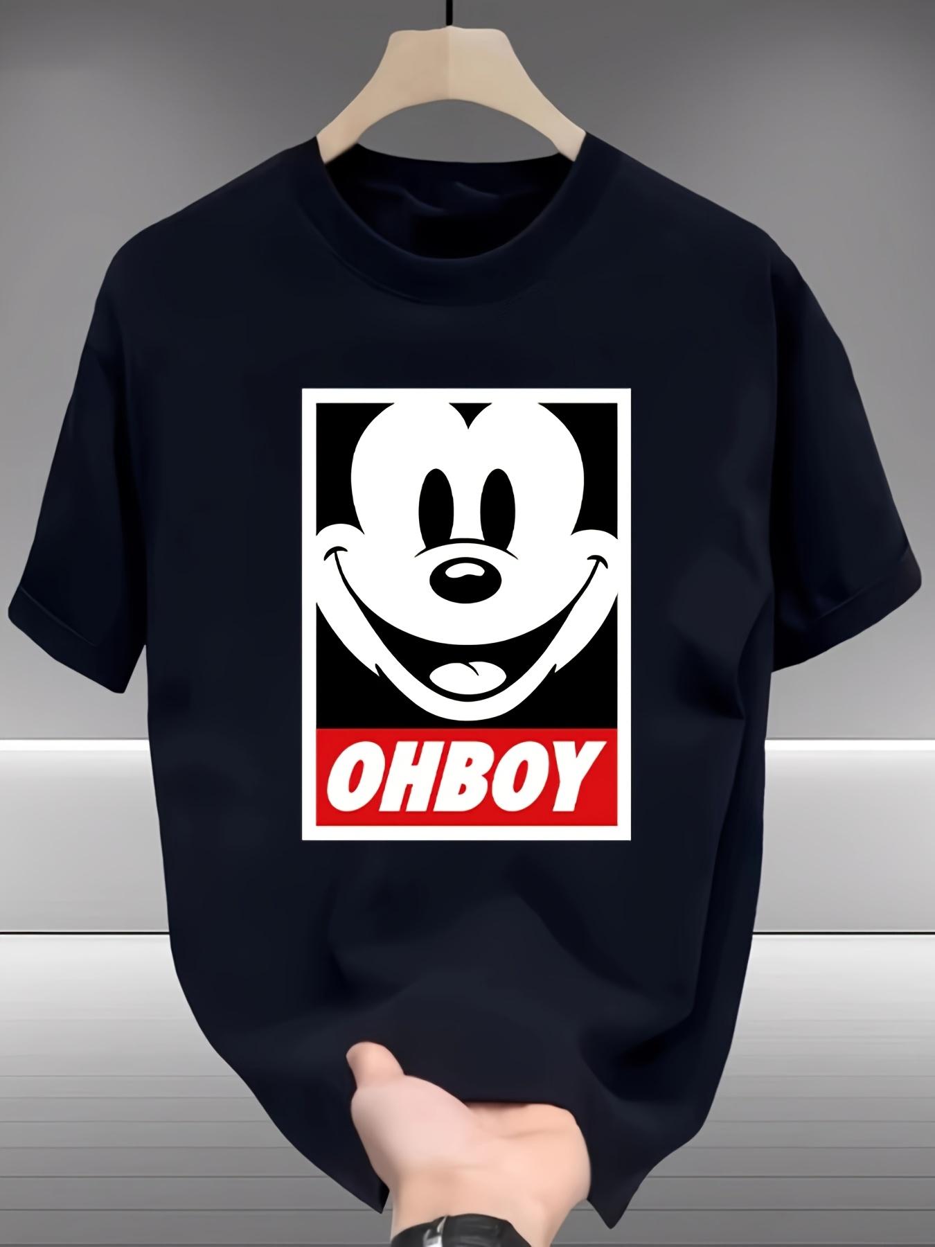 Casual Black T-shirt with Mickey Mouse Graphic -  OHBOY  Print S
