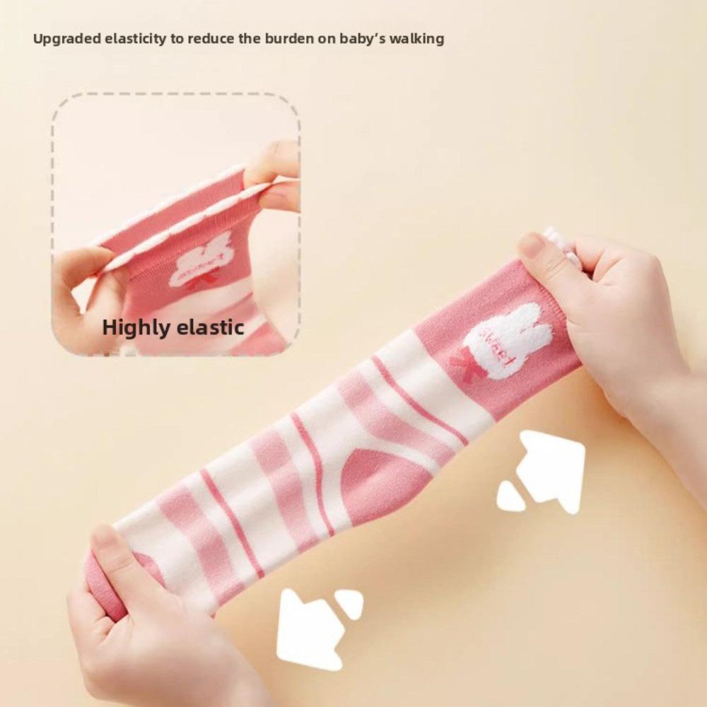 5pairs/1 Set Girls Cute Cartoon Mid Calf Socks Korean Princess Style Kids Versatile Winter