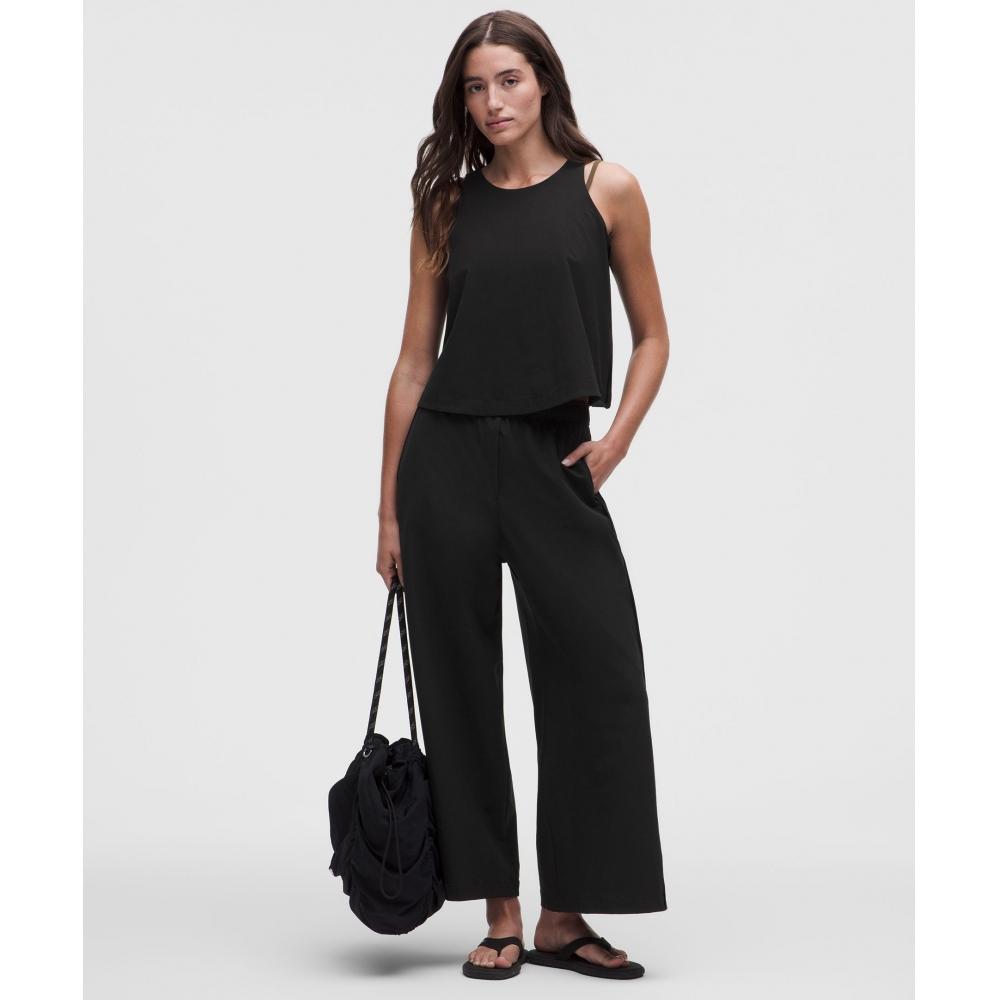 Lullulemon Stretch Woven High-Rise Wide-Leg Crop Pants Blk