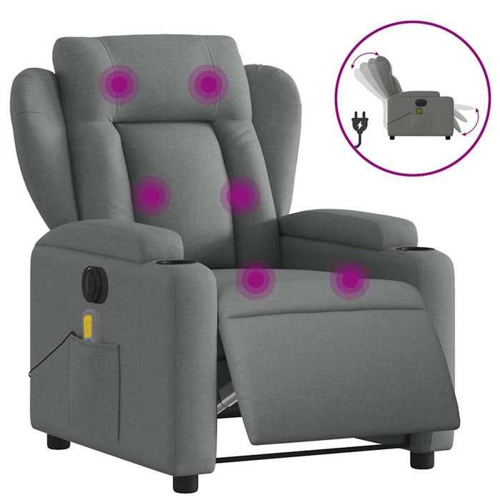 VidaXL Electric Massage Recliner Dark Grey Fabric 3204471