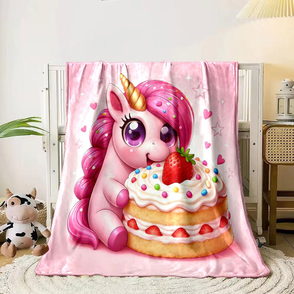 

Pink Unicorn Sweetness Print Warm Comfortable Blanket Home Travel Camping for Adults and Kids Luxury Gifts Washable 75x90cm