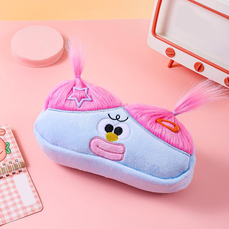 Explosive Hair Ugly Doll Plush Large Intestine Pen Bag Big Eyes Monster Sweet Girl Heart Storage Bag Plush Toy Stationery Box
