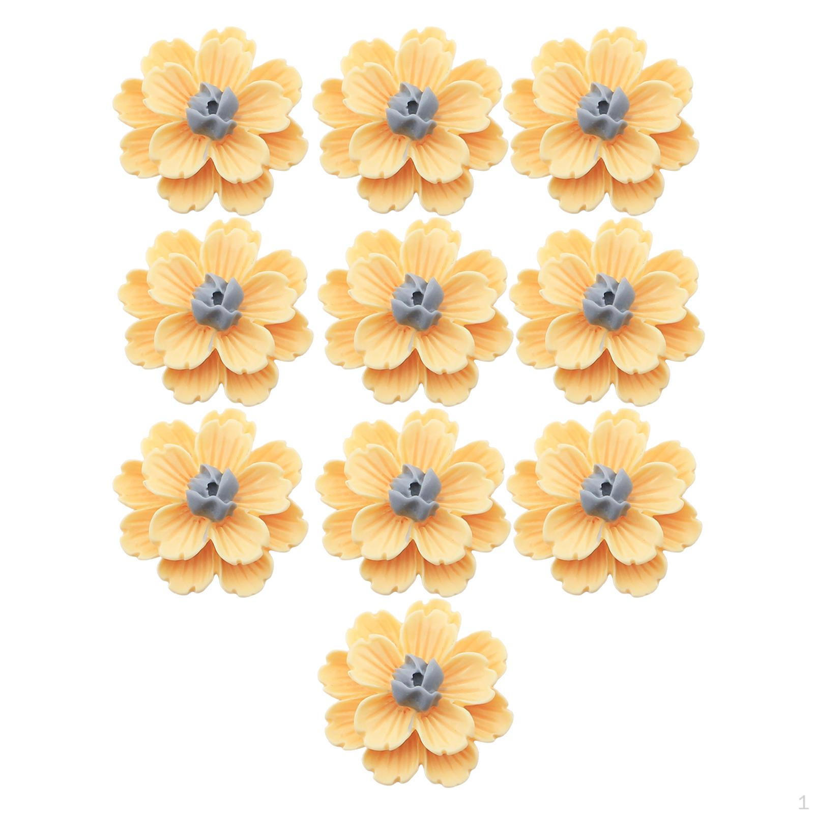 

10 шт. смоляных пуговиц с плоской задней частью, украшения для самостоятельного изготовления чехла для телефона с плоским задним бантом для волос в центре жёлтый