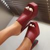 Fashion New Style Fashion Women High Heels Mule Sandals Platform Peep Toe Slip on Block Women's Heel Slippers Ladies Shoes Zapatos Mujer