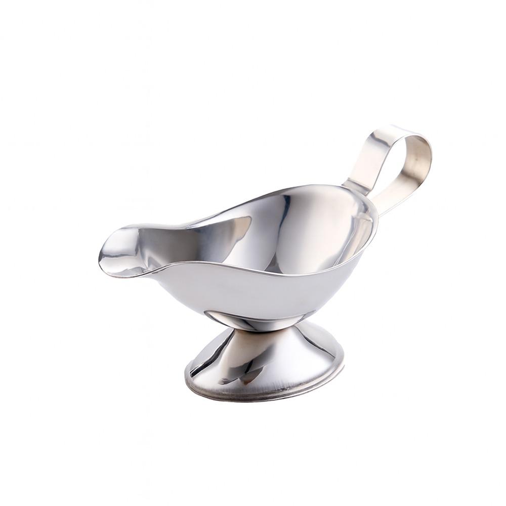 Stainless Steel Sauce Cup Multi-size Silver Sauce Boat Multi-functional Ship Shape Salad Dressing Boat Restaurant Use
