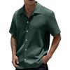 Men's Summer Solid Color Lapel Short-Sleeved Shirt Men's Casual Fashion Short-Sleeved Shirt