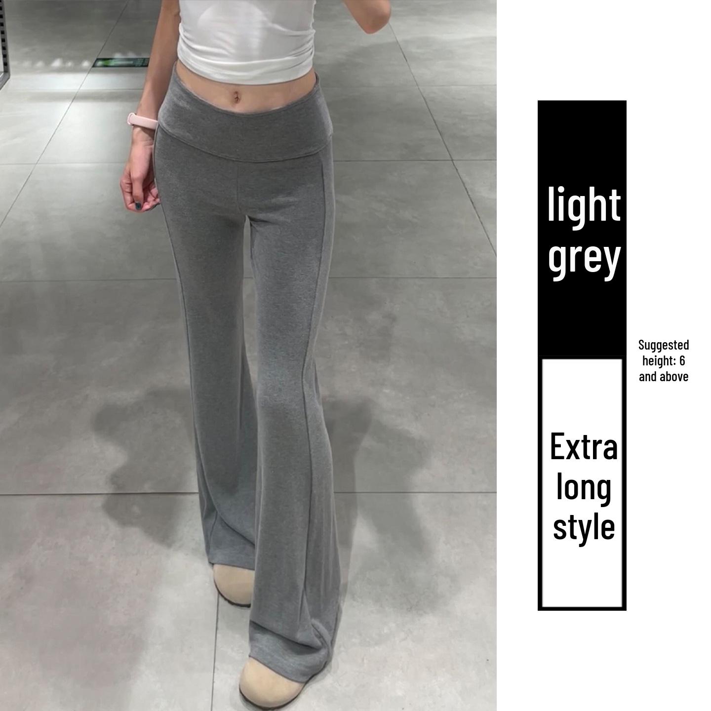 Women s High-Waisted Slim-Fit Micro-Flare Light Gray Pants - Petite Spring Collection, Versatile and Flattering Style Small