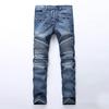 Men Casual Biker Denim Jeans Stretch Solid Regular Male Street Pant Vintage Youth Trousers Large Size